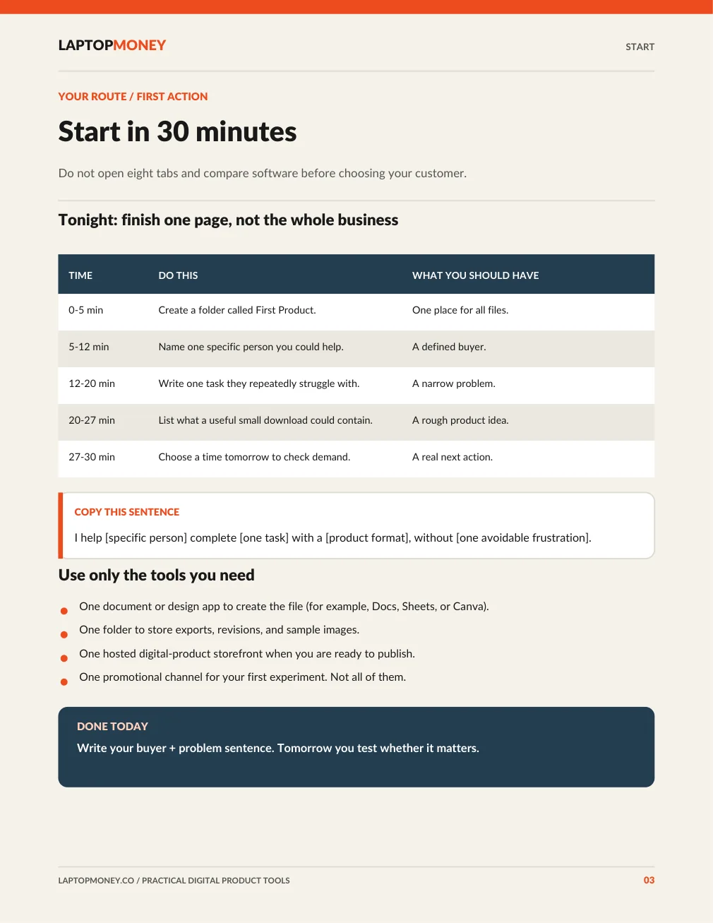 Real PDF page: Start in 30 minutes, with five timed exercises